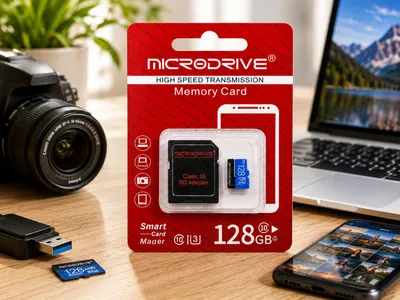 Produktbild von 128GB Micro SD Speicherkarte Memory Card mit Adapter Handy Video Drohne, KI-generiertes Bild
