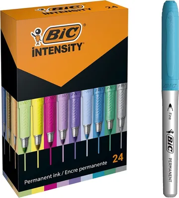 Produktbild von BIC Intensity Pastell Marker, 24 Metallic- und Pastellfarben, geruchsarm, schnell trocknend