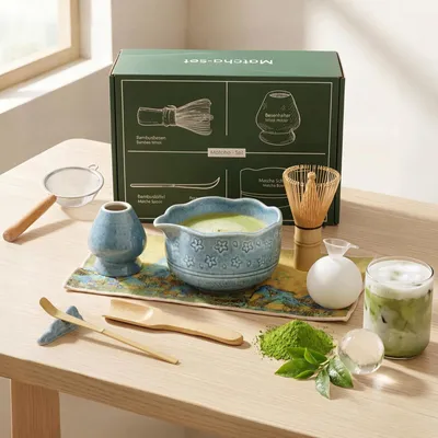 Immagine prodotto di Set da tè Matcha da 9 pezzi con motivo di fiori di ciliegio