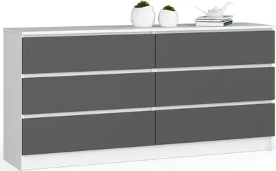 Zdjęcie produktu dla AKORD Furniture Factory OP0LK-160SZ6BIASZA, Biały, 6 szuf., Matowy, 16 mm, 71 cm, 400 mm