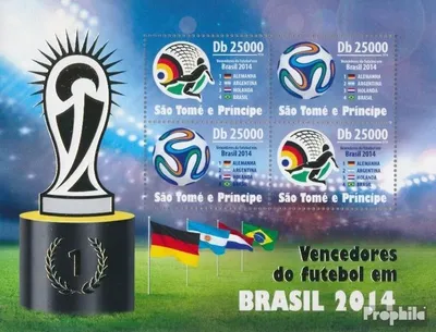 Produktbild von Briefmarken Sao Tome e Principe 2014 Mi 5654-5657 Kleinbogen (kompl. Ausgabe) postfrisch Gewinner von 2014 Brasilien