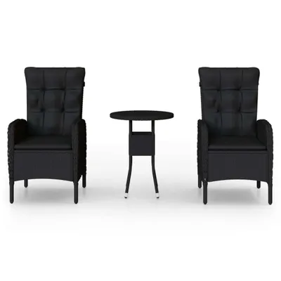 Obrázek produktu pro vidaXL 3dílný zahradní set Poly Rattan Black