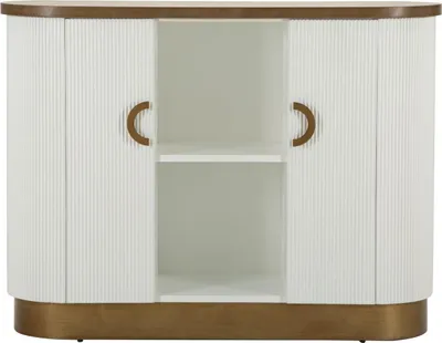 Zdjęcie produktu dla Highboard Tolosa 121 x 90 x 41 cm Jesion MDF Metal Biały Brąz Złoty