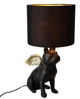 Produktbild von Gilde Tischleuchte, Bulldogge, "Flying Bulli", Kunstharz, Textil, schwarz, VE 1, H. 55 cm, D. 26 cm 89132 4001250891321