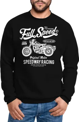 Produktbild von Sweatshirt Herren Motorrad Bike Retro Full Speed Rundhals-Pullover Neverless® schwarz L