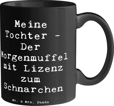 Produktbild von Mr. & Mrs. Panda Tasse Spruch Tochter Morgenmuffel - Schwarz - Geschenk, Kaffeetasse, Liebe, Pott, Teetasse, Keramikbecher, Kaffeepott, Freude, Geschenke für Töchter