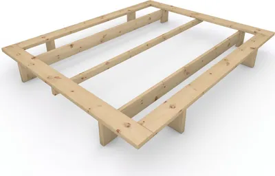 Produktbild von Massivholzbett im japanischen Stil "Komorebi" 160x200 Zirbe