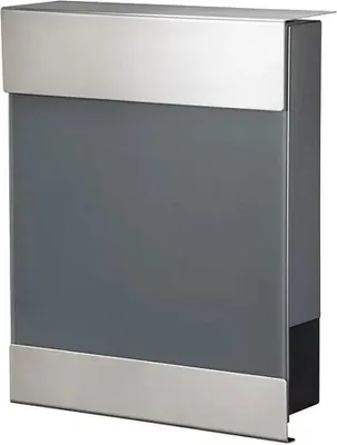 Immagine prodotto di Cassetta postale a muro Cubo, 11 x 38 x 46,5 cm, grigio, acciaio inox, scomparto per giornali - B