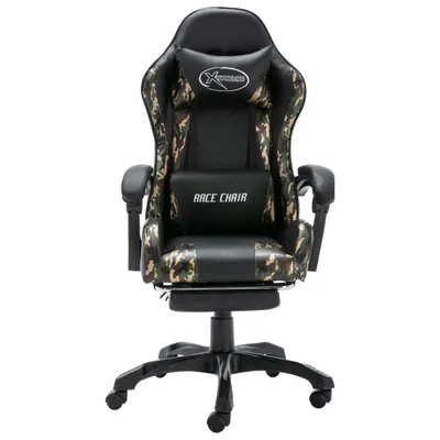 Produktbild von vidaXL Gaming-Stuhl mit Fußstütze Schwarz und Tarnmuster Kunstleder