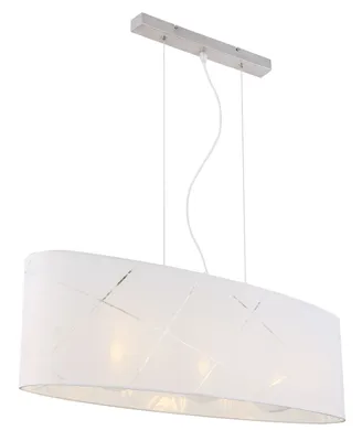 Produktbild von Globo Lighting Hängeleuchte Metall Nickel matt, Textil weiß, Acryl klar, Kabel PVC Transparent, LxBxH: 770x230x1400mm, exkl. 3x E27 40W 230V