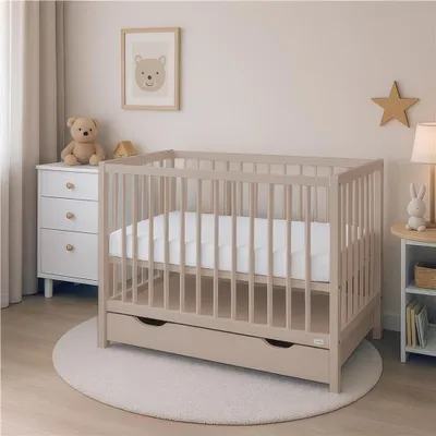 Obrázok produktu pre Detská postieľka so zásuvkou New Baby BASIC v farbe kašmír