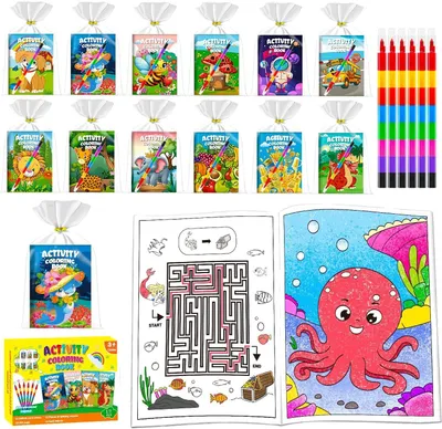 Productafbeelding van Kleurboeken voor kinderen met pennen als cadeautje - Set van 12