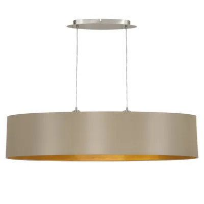 Image de Eglo 31618 Maserlo Lampe à suspendre acier nickel mat textile taupe or