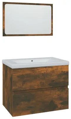 Imagen del producto de Conjunto de muebles de baño, chapa de roble ahumado