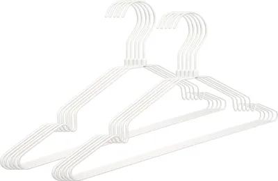 Produktbild von Natural Goods Berlin GARD Kleiderbügel mit Hosenstange, 360 Grad drehbar, Metall, Weiß, 10 Stück