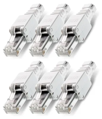 Produktbild von 6x Netzwerkstecker CAT6A RJ45 Werkzeuglose Montage CAT7 CAT6 CAT5 Netzwerk Kabel