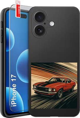 Productafbeelding van iPhone 17 hoesje met auto- en automotievenmotieven + beschermglas 9H