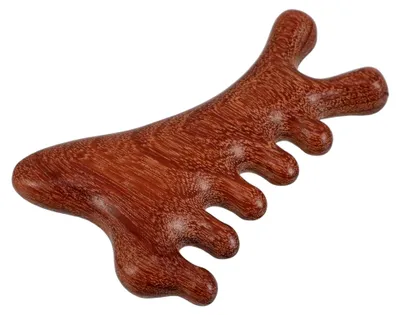 Produktbild von Kopfhautmassagekamm aus Sandelholz – Multifunktionales Gua Sha Massagegerät, kompakt und tragbar für alle Haartypen