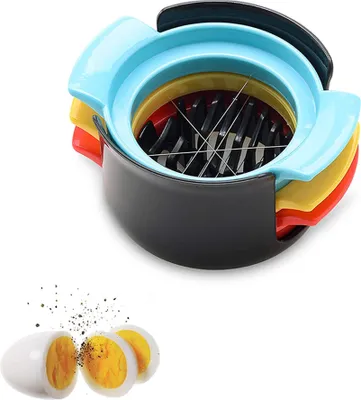 Produktbild von Eierschneider für hart gekochte Eier, verbesserter 3-in-1-Multifunktions-Eierschneider, Erdbeerschneider, Schwarz