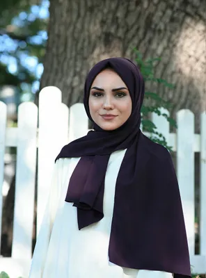 Produktbild von Krepp Schal Kopfruch Stola Dunkellila 70x180cm ,Tesettür Sal,Hijab,Halstuch Turban