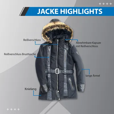 Produktbild von Damen Jacke aus Textilien mit Lammnappa Streifen Schwarz, Größe:XL