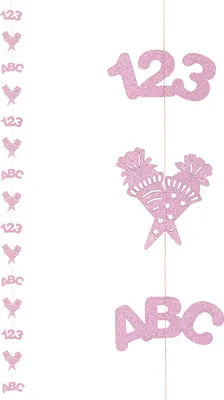 Produktbild von Oblique Unique Deckenhänger Girlande mit 123 ABC Zuckertüte Anhänger für Schuleinführung Einschulung - rosa