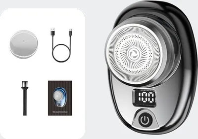 Obrázek produktu pro ZELURXX Elektrický holicí strojek s krytkou proti prachu, mokrý a suchý, mini, přenosný, na služební cesty, cestování, 7,4 x 5,1 x 2,2 cm