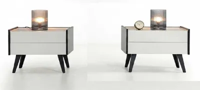 Obrázek produktu pro Noční stolky 2 kusy, béžová a černá barva, moderní design, elegantní noční komody, sada