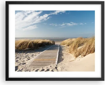Produktbild von Gerahmtes Poster - Schwarzer Rahmen - Strand Meer Fußgängerbrücke Ufer - 50x40 cm - Wand Bild - Wanddeko - Wandbilder - Wandposter - Bilderrahmen - Bilder - Kunstdruck - Wandbild - P2BAA50x40-2657