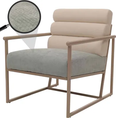 Obrázok produktu pre Lounge chair HWC-O38, koktailové/čalúnené klubové kreslo, látka/textil (420 g/m²) kov MVG ~ béžová, modro-zelené čalúnenie