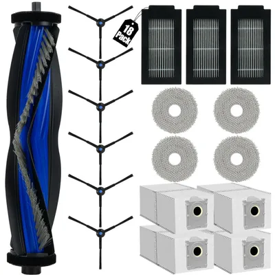 Produktbild von 18-teiliges Zubehörset für Ecovacs Deebot T50 Pro Omni, T50 Omni Gen2 Saugroboter, 1 Hauptbürste, 4 Staubbeutel, 4 Wischpads, 3 Filter, 6 Seitenbürsten