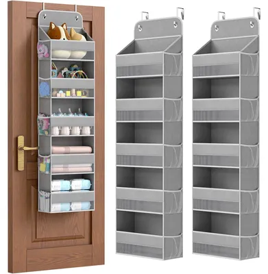 Produktbild von 2er-Set Türhänger, 5 Fächer mit 10 Seitentaschen, Hängeorganizer zur Aufbewahrung von Babykleidung, Hängeorganizer für Bad, Schlafzimmer und Kinderzimmer, grau