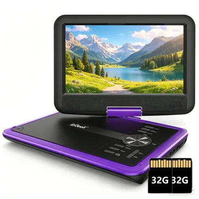 Obrázek produktu pro 11,5" přenosný DVD přehrávač pro děti do auta s 9,5" HD výklopným displejem, stereofonními reproduktory, 5hodinovou výdrží baterie a podporou synchronizace s TV, USB a TF kartami s kapacitou 64 GB