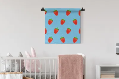 Produktbild von MuchoWow® Wandteppich Wandbehang Erdbeere - Muster - Sommer 60x60 cm Tapisserie Dekoration Wandtuch - Dekorationen - Wand Decke