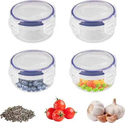4er-Set Mini-Vorratsdosen 100 ml, PP5, rund, transparent, mikrowellengeeignet