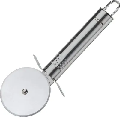 Produktbild von Fackelmann Pizzaschneider, Pizzaroller aus Edelstahl, robuster Küchenhelfer mit scharfem Schneiderad (Farbe: Silber)