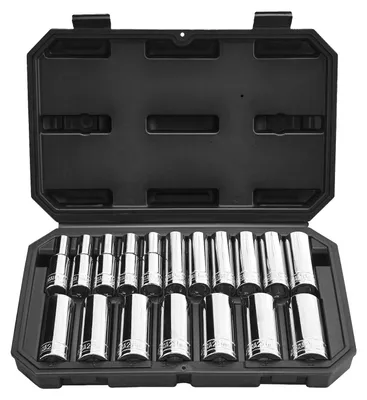 Immagine prodotto di Set di chiavi a bussola VEVOR 18 pezzi con attacco da 12,7 mm, set di chiavi a bussola, misure metriche da 10 a 27 mm, con custodia, marcature chiare, acciaio legato CR-V cromato