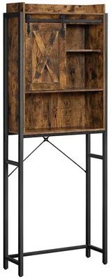 Immagine prodotto di Armadietto di stoccaggio per bagno o lavanderia – Uso industriale – Colore: marrone/nero – Dimensioni: 64 x 24 x 171 cm