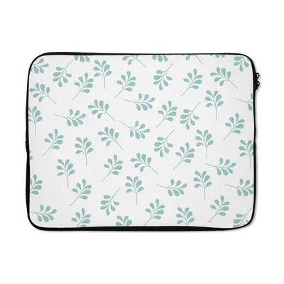 Produktbild von MuchoWow® Laptop Hülle 15 Zoll Blätter - Muster - Blau Laptoptasche - Laptoptasche - Sleeve - Rundum-Schutz