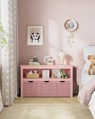 Produktbild von VASAGLE Kinderregal, Spielzeugaufbewahrung für Kinder, Aufbewahrungsschrank,mit Rollen, 30 x 102 x 60 cm