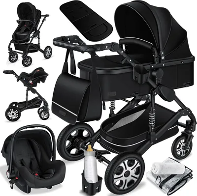 Produktbild von KESSER® Loops 3 in 1 Kinderwagen Kombikinderwagen Komplettset incl. Babywanne & Buggy Sportsitz & Auto-Babyschale - Voll-Gummireifen - Wickeltasche/Regenschutz/Kindertisch Set