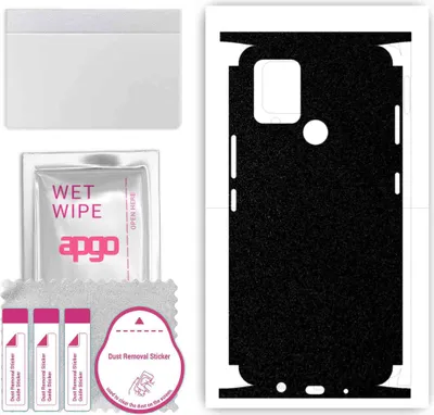 Produktbild von apgo Rückseite + Seiten Schutzfolie, Skin, kompatibel mit Tecno Pova, Hinten Displayschutzfolie aus Vinylfolie, kratzfest, einfache Montage - Mattschwarz