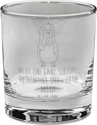 Produktbild von Mr. & Mrs. Panda Glas Pinguin Lolli - Transparent - Geschenk, Unvernünftig, Longdrinkglas, Süßigkeiten, gravur, Gin, Spruch, Trinkglas, Tumbler, Pinguine