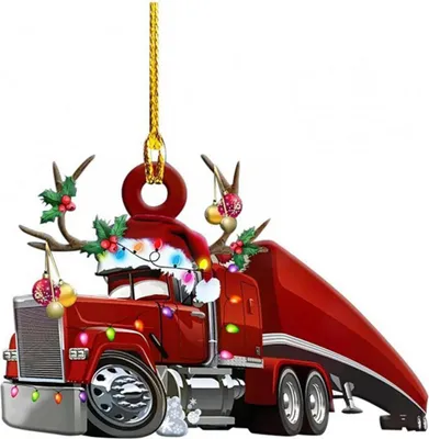 Produktbild von Weihnachtsschmuck in Fahrzeugform aus Acryl: LKW, Traktor, Flugzeug – Christbaumschmuck für die Weihnachtsfeier
