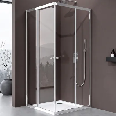 Image de doporro Cabine de Douche en Angle Transparent 80x80cm Paroi de Douche Hauteur de 190cm Portes Coulissantes Montage Réversible Ravenna16K-Plus