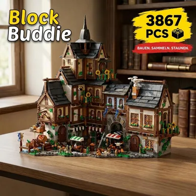 Produktbild von Mittelalterliche Europäische Stadt Klemmbausteine Set 3867 Teile - Experten Modellbausatz