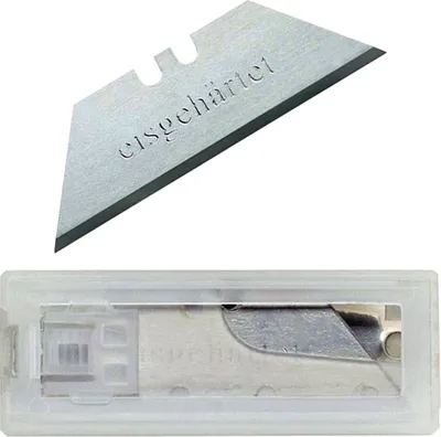 Produktbild von Trapezklingen Ersatzklingen 5 Stück eisgehärtet Kunststoffbox Cutterklinge 60mm