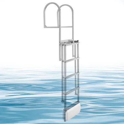 Produktbild von VEVOR Dockleiter Einziehbar, Bootsleiter mit 5 Rutschfesten Stufen Breite Pedale & Handlauf, 227 kg Belastbare Poolleiter für Einstieg, Teleskopleiter aus Aluminiumlegierung für Docks Pools Seen Boote
