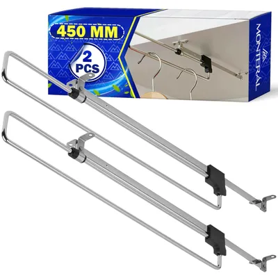 Ausziehbare Kleiderstange 450 mm Edelstahl Teleskop 2 Stück
