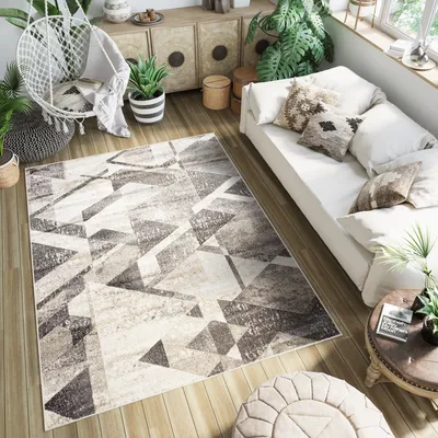 Immagine prodotto di Tappeto Soggiorno Camera da letto Design Astratto Beige Marrone Screziato Pelo corto 120 x 170 cm